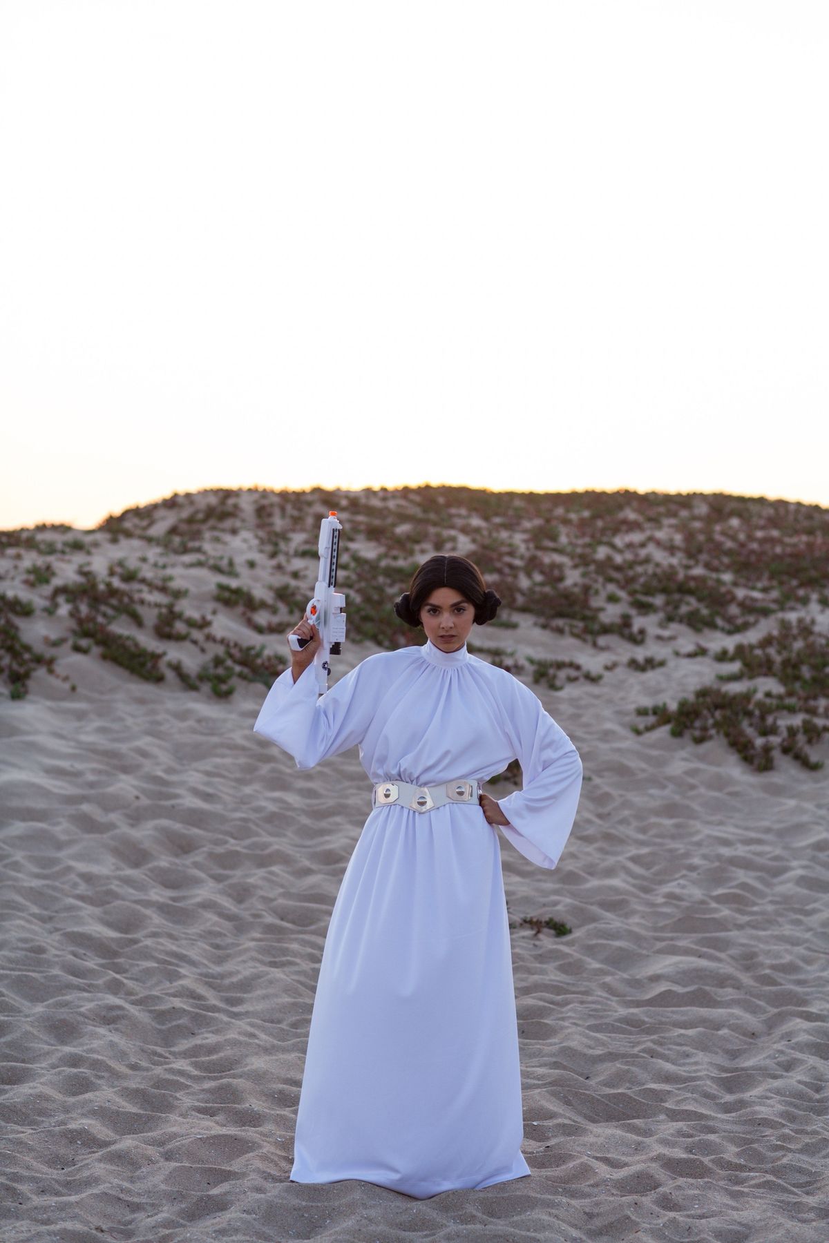 Princess Leia Star Wars character at a children's birthday party with kids