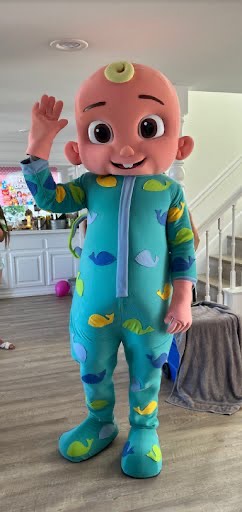Cocomelon JJ character at toddler birthday party in San Diego